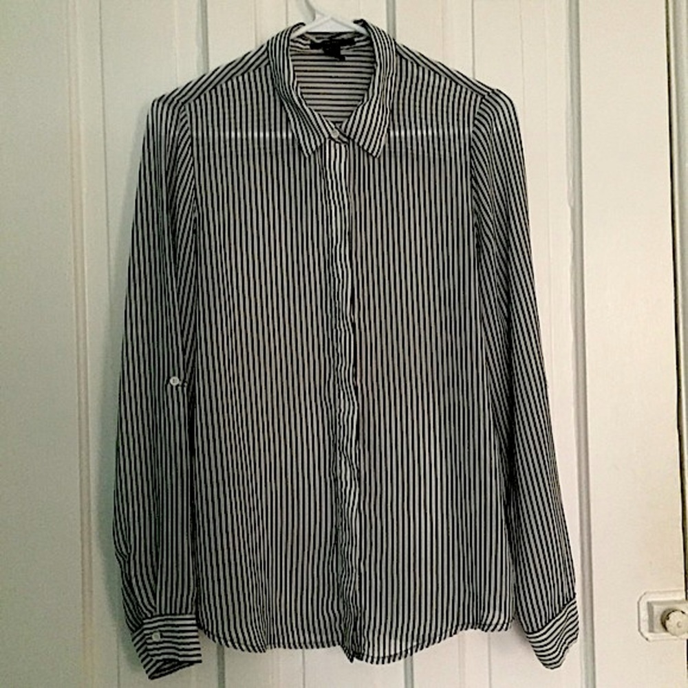 Forever 21 striped sheer button up •